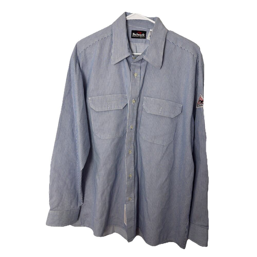 Bulwark FR Flame Resistant Shirt XL RG Blue Stripe Work Made Mexico